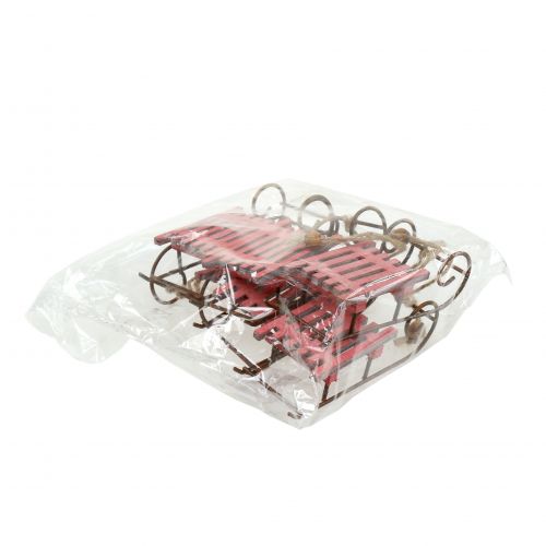 Floristik24 Sled red, rust for hanging 11cm 6pcs