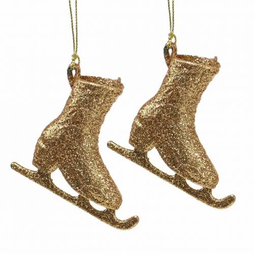 Floristik24 Christmas tree decoration ice skate gold, glitter 8cm 12pcs