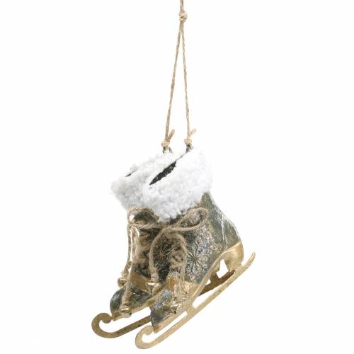 Floristik24 Hanging Ice Skates for Christmas Tree Golden, White 11×10cm