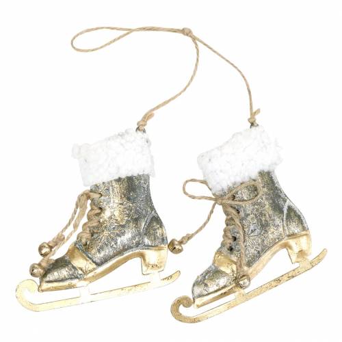 Floristik24 Hanging Ice Skates for Christmas Tree Golden, White 11×10cm