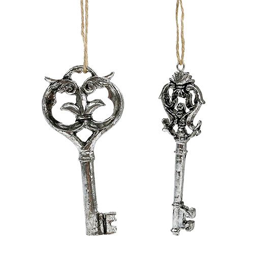 Floristik24 Key silver 10cm ass. 6pcs