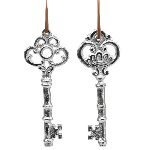 Key silver to hang 15.5cm 2pcs