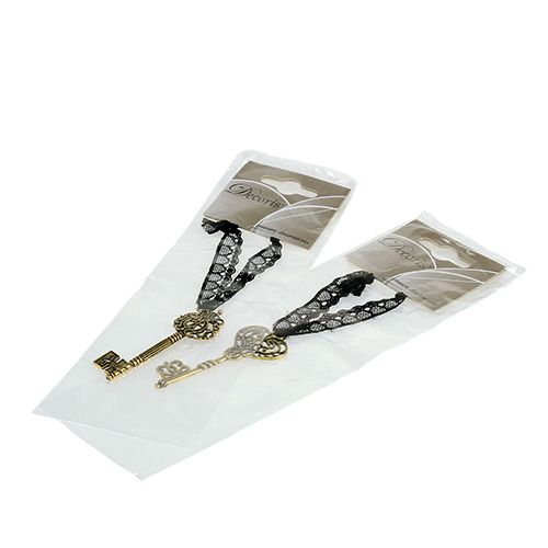 Floristik24 Key for hanging 7cm gold, antique 2 pcs