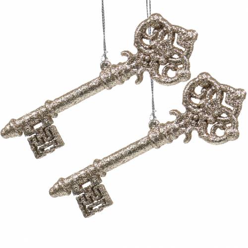 Christmas tree decorations key champagne glitter 14.5cm 12pcs