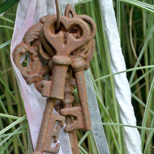Floristik24 Keychain 5 decorative keys cast iron rust 36cm