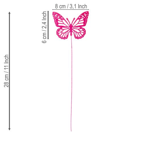 Product Decorative butterflies on stems as delicate accents for tables and planters, 8cm, 18 pieces