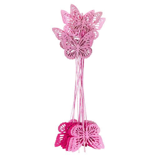 Product Decorative butterflies on stems as delicate accents for tables and planters, 8cm, 18 pieces