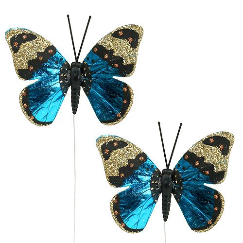 Butterfly blue 7,5cm glossy 4pcs