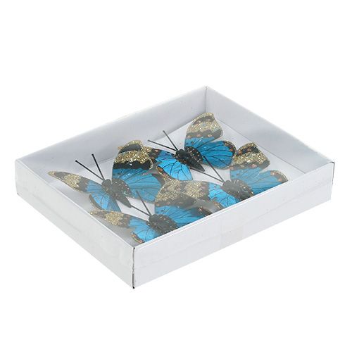 Floristik24 Butterfly blue 7,5cm glossy 4pcs