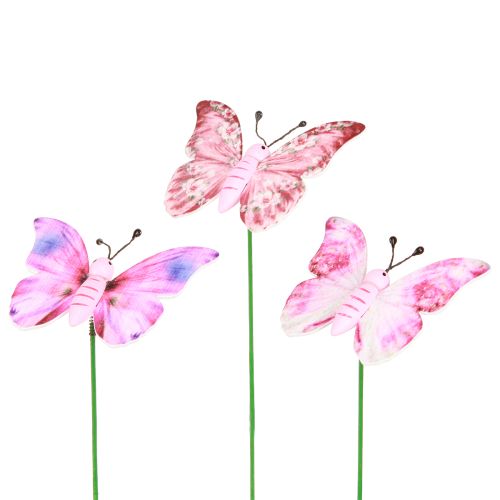 Product Butterfly Decoration Plug Wood Pink 8x5.5cm 18 pcs