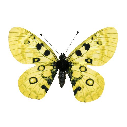 Floristik24 Butterfly yellow on clip 11cm 6pcs