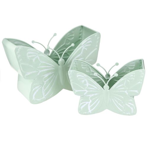 Floristik24 Butterfly Metal Flowerpot Green 22.5/30cm Set of 2