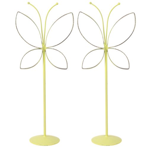 Product Butterfly Metal Decoration Stand Green Gold H29cm 2 Pcs