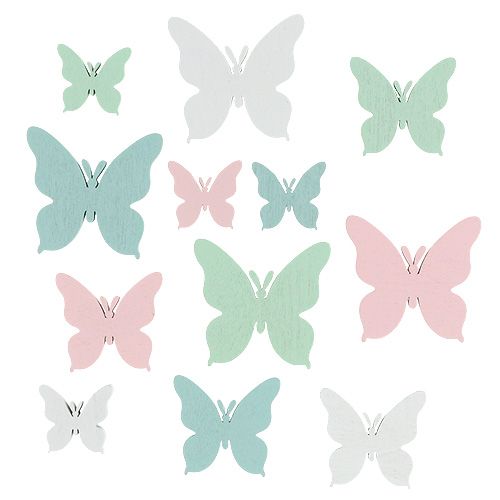Butterfly 3cm - 5.5cm pastel mix 36pcs