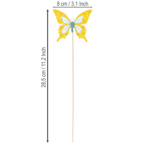 Product Flower picks, craft supplies, butterfly motif for decorating gift wrapping, 28.5cm, 12 pieces