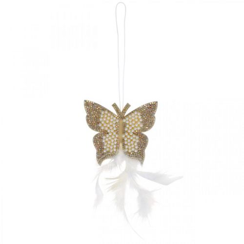 Felt butterfly to hang cream wedding decoration 16cm
