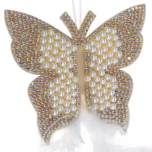 Product Felt butterfly to hang cream wedding decoration 16cm