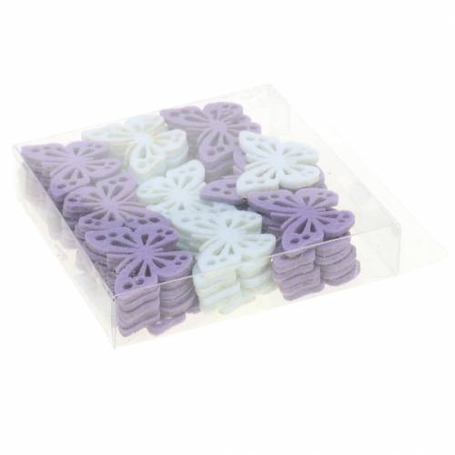 Floristik24 Felt butterfly table decoration purple white assorted 3.5x4.5cm 54 pieces