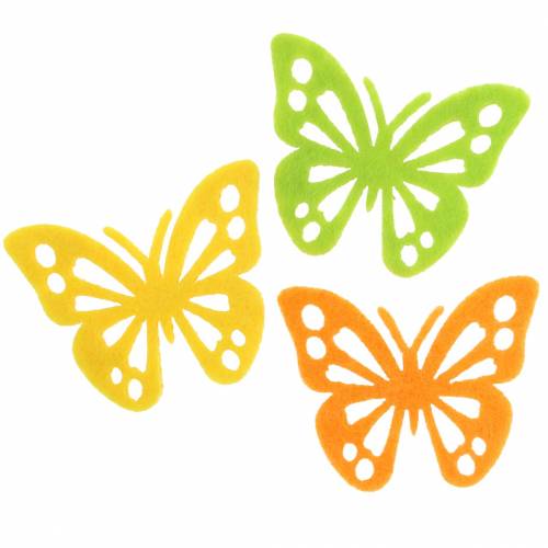 Floristik24 Felt butterfly table decoration yellow green orange assorted 3.5x4.5cm 54 pieces