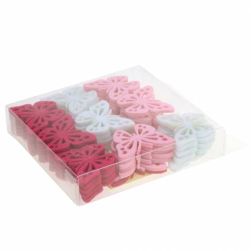 Floristik24 Felt butterfly table decoration pink white pink assorted 3.5x4.5cm 54p