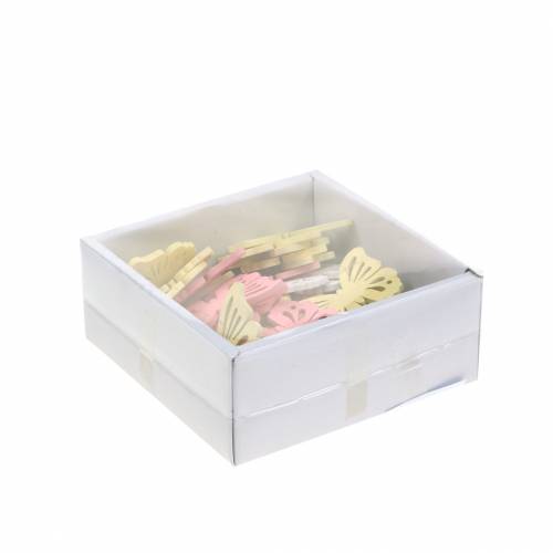 Floristik24 Scattered decoration butterfly white, yellow, pink assorted wood 5cm 40p