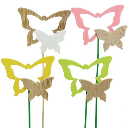 Floristik24 Decorative plug butterfly assorted colors H24cm 24pcs