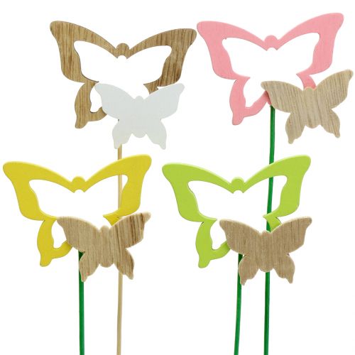 Decorative plug butterfly assorted colours H24cm 24 pcs