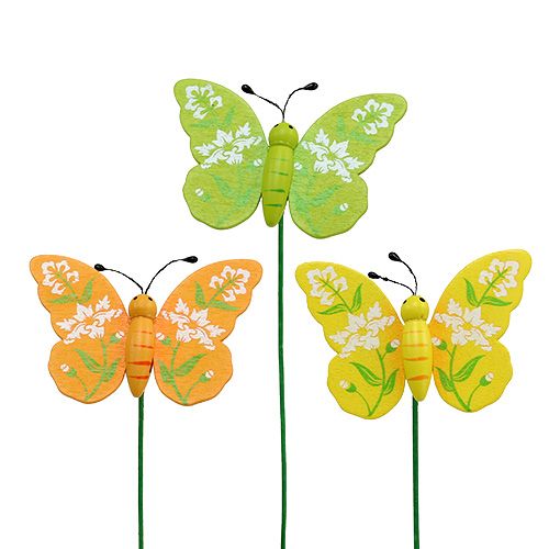 Butterfly colorful assorted 6cm L25cm 15 pcs