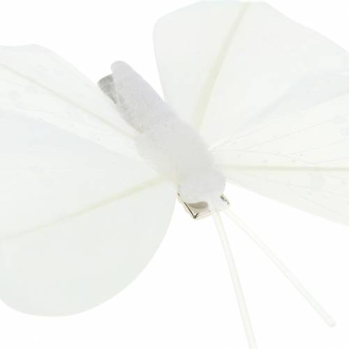 Floristik24 Feather butterfly on clip white 7-8cm 8 pcs