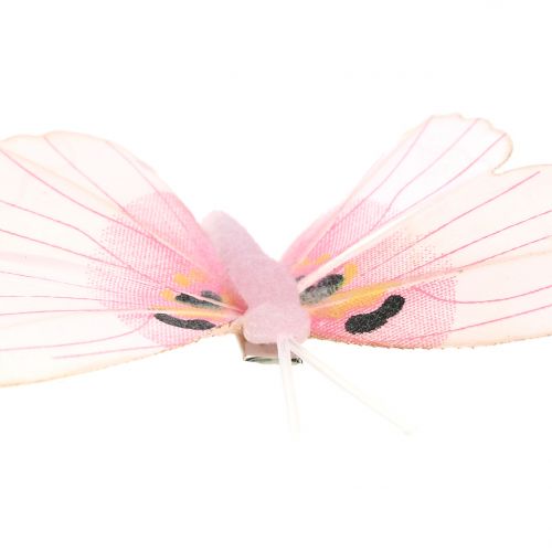 Floristik24 Butterfly on clip pink 8cm 8pcs