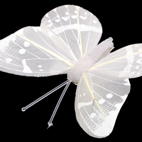 Product Butterfly on clip white 8cm 8pcs