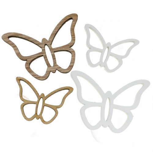 Product Wooden butterfly white/natural 3cm - 4.5cm 48 pcs
