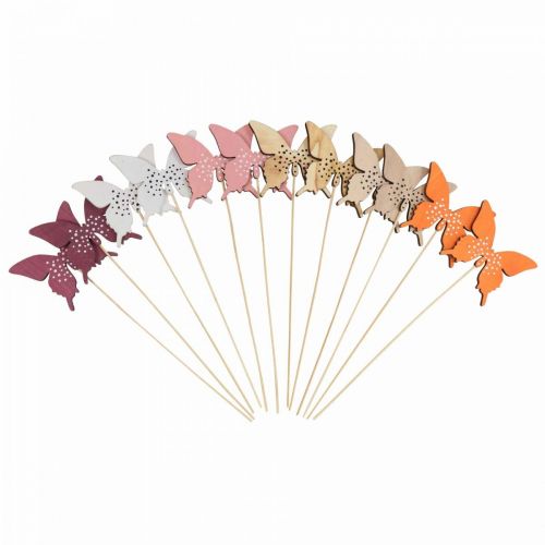 Product Butterfly wooden flower plug colored 9cm/29cm 12pcs
