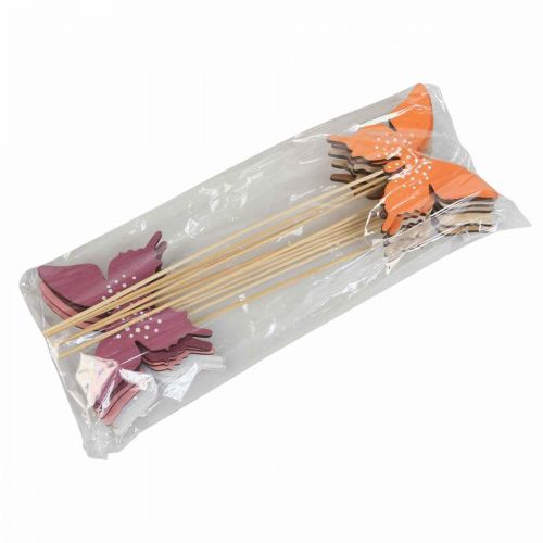 Product Butterfly wooden flower plug colored 9cm/29cm 12pcs