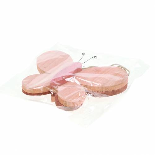 Floristik24 Butterfly for hanging wood pink 13cm x 22cm 2pcs