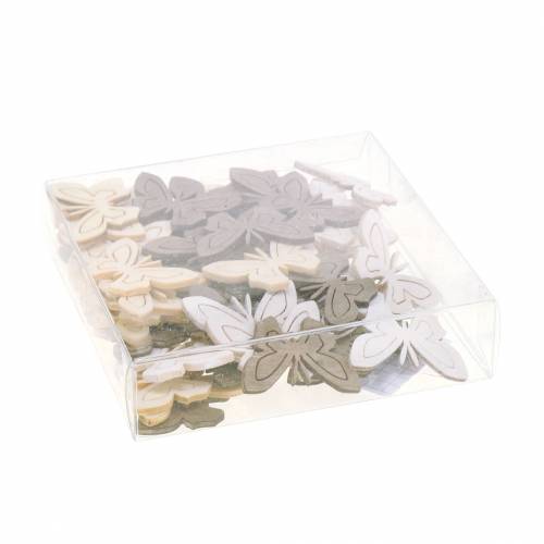 Floristik24 Butterfly Wood White, Cream, Brown Assorted 4cm 72 pcs Table Decoration Spring
