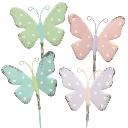 Floristik24 Flower studs butterfly pastel 24cm 12pcs