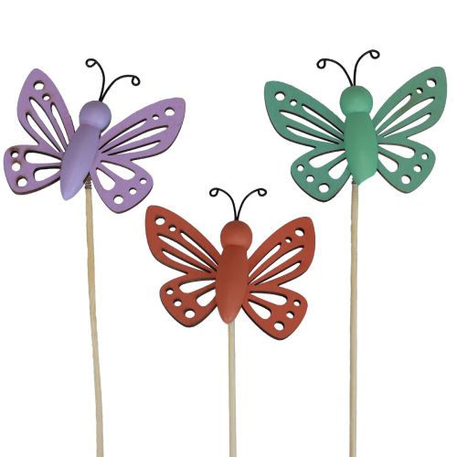 Product Spring decoration flower plugs wooden decoration butterflies 6×8cm 10pcs