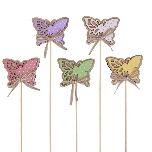 Product Spring decoration flower plugs wood butterflies 6cm 10pcs