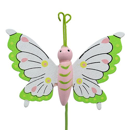 Floristik24 Butterfly on stick wood multicolored 7.5cm L25cm 12pcs