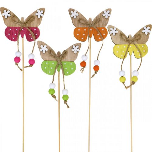 Flower stick butterfly wooden decoration for sticking 7×5cm 16 pcs