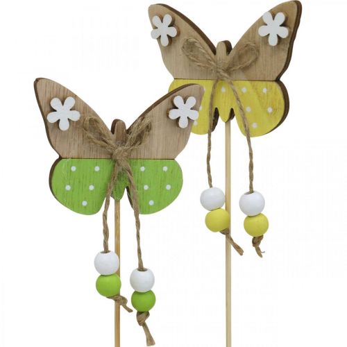 Product Flower stick butterfly wood decoration for sticking 7×5cm 16pcs