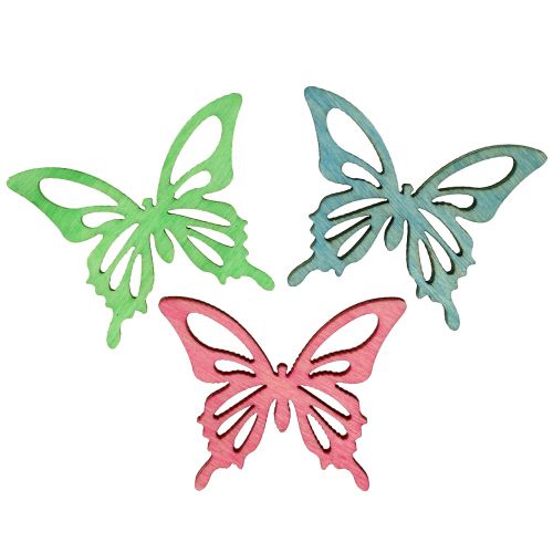Floristik24 Butterflies Mix Wood Pink, Green, Blue 4cm 72 pcs