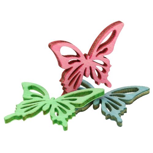Floristik24 Butterflies Mix Wood Pink, Green, Blue 4cm 72 pcs