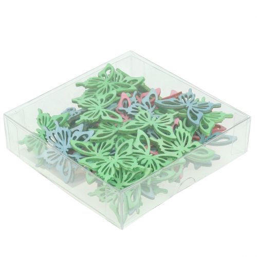Floristik24 Butterflies Mix Wood Pink, Green, Blue 4cm 72 pcs