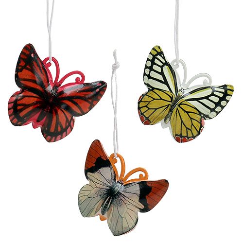 Floristik24 Butterfly to hang colorful assorted 5.5cm 3pcs