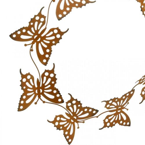 Floristik24 Butterfly decoration, spring decoration to hang, wreath ring, patina Ø30cm 2pcs