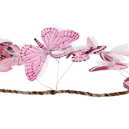 Butterfly garland pink 154cm | Floristik24.ie