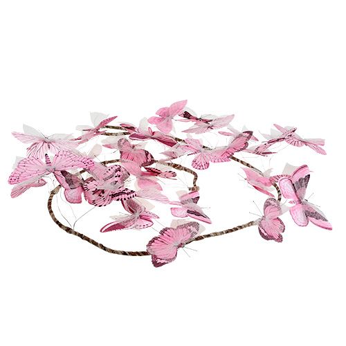 Butterfly garland pink 154cm | Floristik24.ie