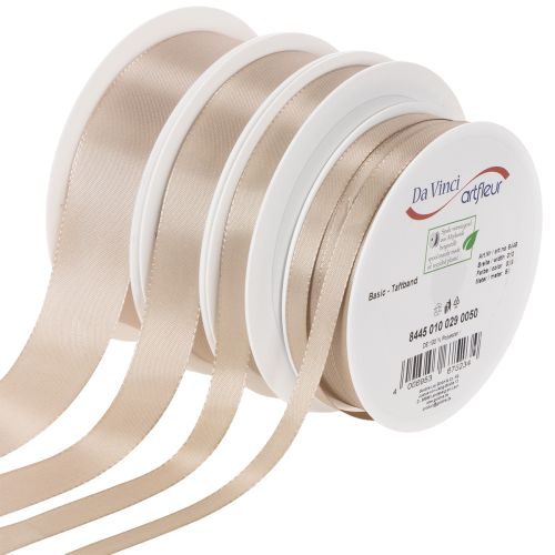 Decorative taffeta ribbon, beige, various widths, 50m buy online | Floristik24.ie
